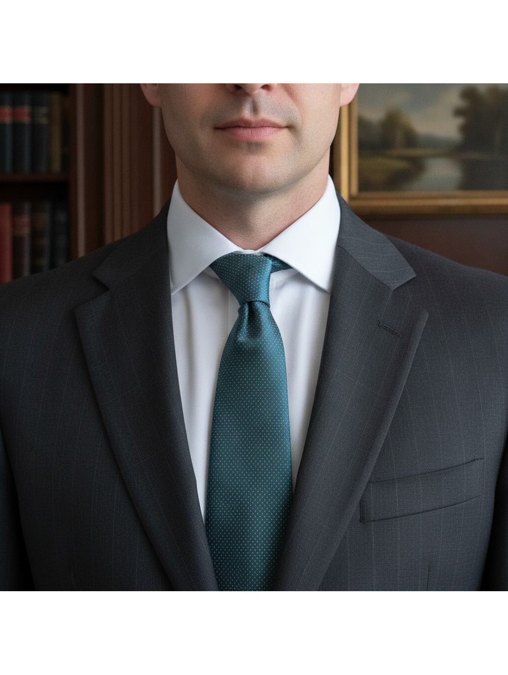 Qiana Teal Dotted Men's Neck Tie 100% Nylon
